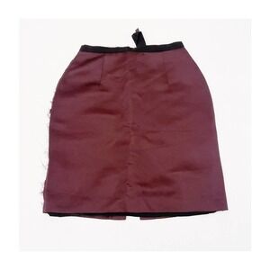 Karolina Zmarlock Fringed Side Details Dark Red Pencil Skirt sz2